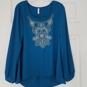 Print Blue Blouse